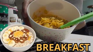 Morning routine, preparing breakfast