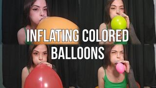 inflating colored balloons