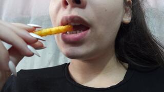 My stepsister eats some chips and does ASMR because she deserves it