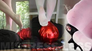 White nylons on a slave's face: trampling and foot worship (MP4 HD)