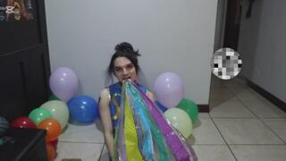 Owllete blows up jumbo beach ball in cosplay copy