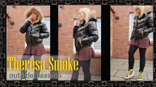 Smoking Domination Outdoors – Theresa Smoke crushes a cigarette with Adidas x Jeremy Scott heels