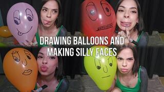 drawing balloons and making silly faces