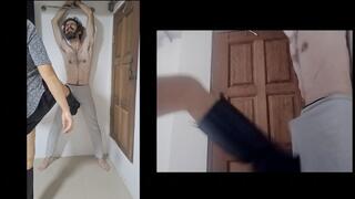 Busting Ari's Balls in Black Leather Boots