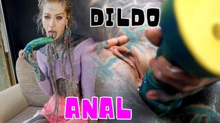 TATTOOED hippie ANAL fuck herself with dildo with BIG DICK