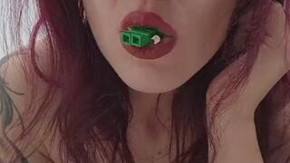 My little man is drooling, being crushed by breasts and the soles of his feet