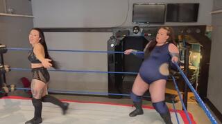 pale, Pierced, tattooed gothic chick dominates giantess