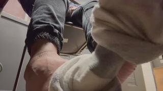 Under the desk sneaking you a peak