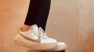 Crushing a metal model car in socks, heels, then trainers!