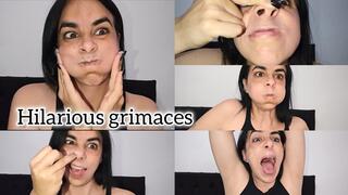 Grimaces and silly gestures!