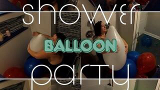 Shower Balloon Party - Watch me destroy a large shower full of ballons!