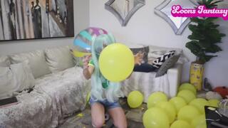 Miku stomp pops multiple balloons with different shoes and barefoot copy