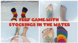 FEET GAME WITH STOCKINGS IN THE WATER