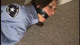 Security Guard in Pantyhose Hogtied and Gagged
