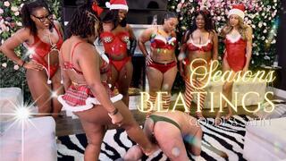 Seasons Beatings | Group Ebony Ballbusting Training Female Supremacy Domination Femdom Verbal Humiliation Christmas Xmas Holiday Videos Mexican Hispanic Submissive Male CBT