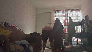 Vacuuming First, Folding Laundry Later – Butt Crack View