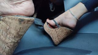 With high platform heels I pump car pedals and accelerate fully (1)