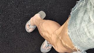 Tempest bare toes in flip flops