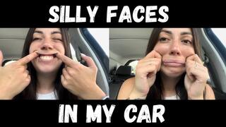 Silly faces in my car!