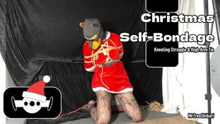 Christmas Self-Bondage: Kneeling Struggle & High Arm Tie