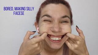 Bored, making silly faces