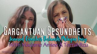Gargantuan Gesundheits: Jeans Giantess Unleash Phlegm Fury - Madame Amiee & TerraMizu - MP4 720 HD
