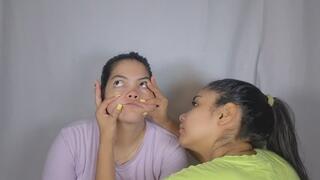 My coworker pulls at my cheeks