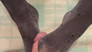 Our first pantyhose footjob!