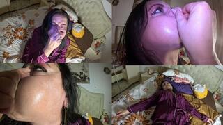 Breath Holding in Satin Pajamas – Puffy Cheeks, Red Face & Intense Struggle