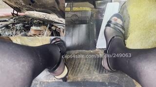 Revving my Buick in my sexy open toe high heels