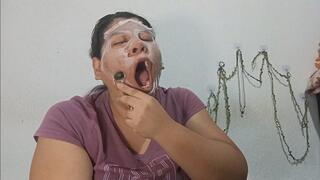 Facial Mask Massage Interrupted by Yawns