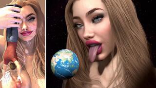 Growing Giantess Eats Planet Earth