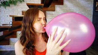 Birthday Balloon Tease with Lipstick & Fingernail Fetish - Jina's Inflatable Fetish Fun 4k