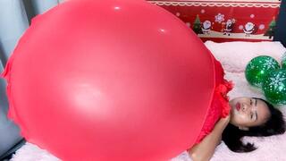 Santa's Sexy Helper Looner Camylle Stuffs Her Belly With Huge Balloons Pumping Until They POP