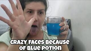 Silly Latina Drinks Blue Potion – Dumb Faces, Tongue Out & Goofy Bimbo Expressions