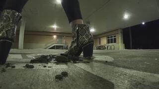 Rebu Crunches Up Tank I Spent 5 months building in Prison, Smashing it into Tiny Pieces Under Her New Snakeskin Boots with ACTUAL CHROME METAL ACCENTS!!! SO HOT! SO MUCH EFFORT CRUSHED UNDER THE SOLES OF HER BOOTS. WHEN SHE WAS DONE SHE JUST LEFT IT.