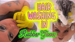 Soapy Hair Wash in Yellow Rubber Gloves - Bird's Eye Shower (Silent Fetish ASMR)