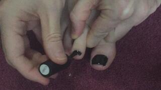 TOE POLISH PAINT RIGHT FOOT BLACK GEL