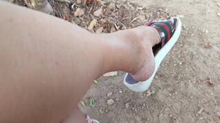 This is how you see my feet holding flip flops hanging from them (1)