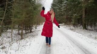 Clear flip flops on ice, snow walk on high heels, sandals on ice, flip flops sliding on ice, slippery shoes