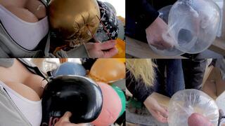 Popping Old Helium Balloons And Cum