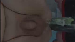 Anal work out for hubby slut hole he is getting a good filling