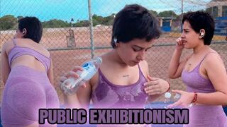 exhibitionist girl in a public place