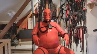 Christmas Sale - Red Rubber E-Stim Bondage Session
