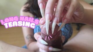 Teasing him with my long nails and soft hands, he cannot resist it!! So much pleasure!