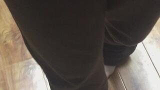 WALKING ON BLONDE HARDWOOD FLOOR