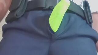 PoliciaUniform 3 Bulge Cumshot VERTICAL ViDEO Cop fetish Video porn Policia Gay Police Fetish Uniforme