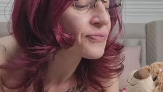 Humiliated teddy bear spitting on him