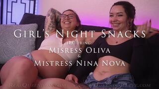 Girl's Night Snacks - Featuring Mistress Olivia and Mistress Nina Nova - HD