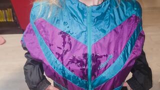 Hot Blonde Ironing her Swishy Pants & Adidas Windbreaker - Standing Doggy, Handjob & Cumshots on Jacket